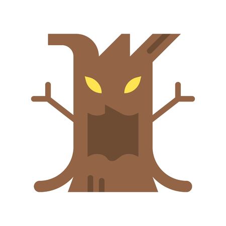 spooky tree, halloween character set icon, flat designのイラスト素材