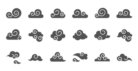 Chinese Cloud icon raw material for use, glyph designのイラスト素材