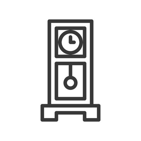 pendulum clock, pixel perfect icon outline design editable strokeのイラスト素材