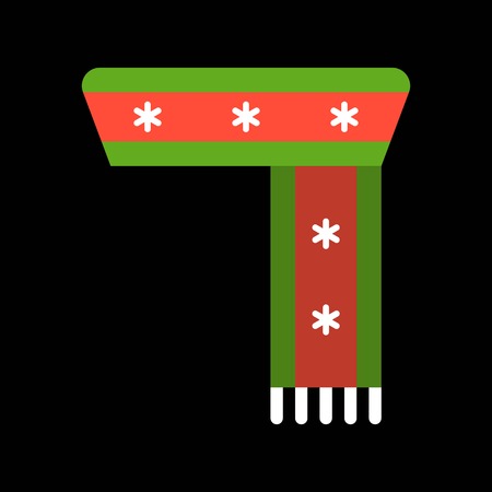 winter scarf, Merry Christmas icon set, flat designのイラスト素材
