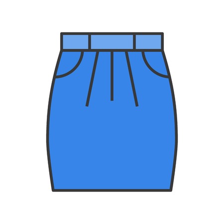 short skirt, filled color outline editable strokeのイラスト素材