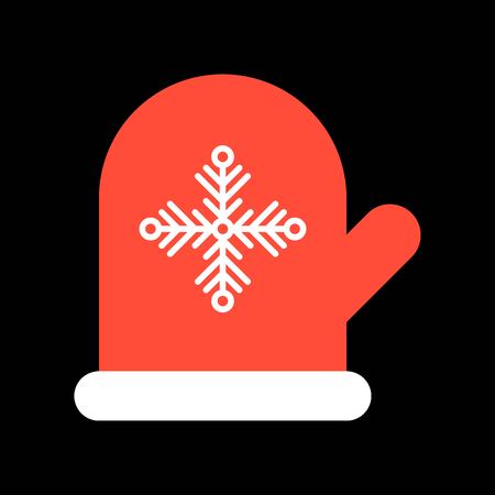 mitten glove, Merry Christmas icon set, flat designのイラスト素材
