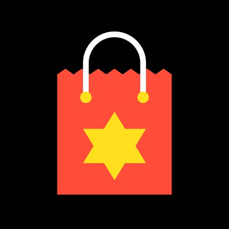 Christmas bag with star of david, Merry Christmas icon set, flat designのイラスト素材