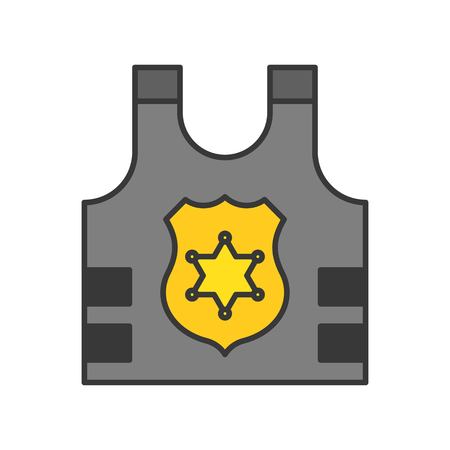 police armor with badge sign icon, editable strokeのイラスト素材