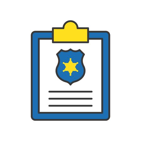 clip and clipboard with police shield symbol, editable strokeのイラスト素材