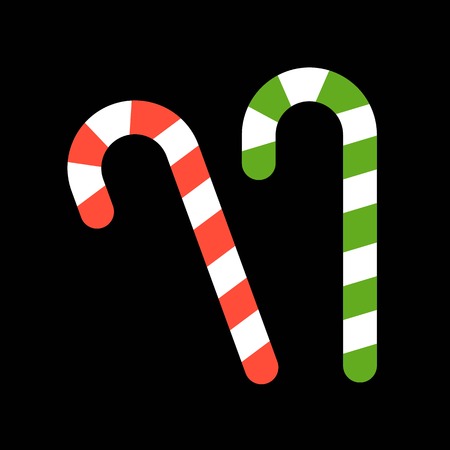 Sugar cane, Merry Christmas icon set, flat designのイラスト素材