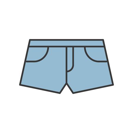 jeans shorts icon, filled color outline editable strokeのイラスト素材