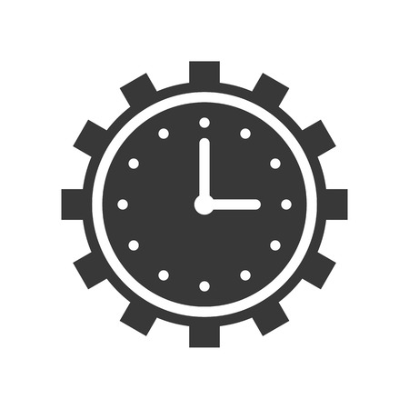 clock and gear, time management or maintain icon, pixel perfect designのイラスト素材