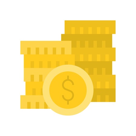 gold coin and stack of coins, bank and financial related icon in flat designのイラスト素材