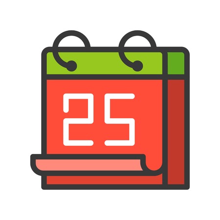 Calendar, Merry Christmas theme set, filled outline editable stroke pixel perfect iconのイラスト素材