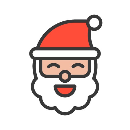 Cute santa claus head, Merry Christmas theme set, filled outline editable stroke pixel perfect iconのイラスト素材