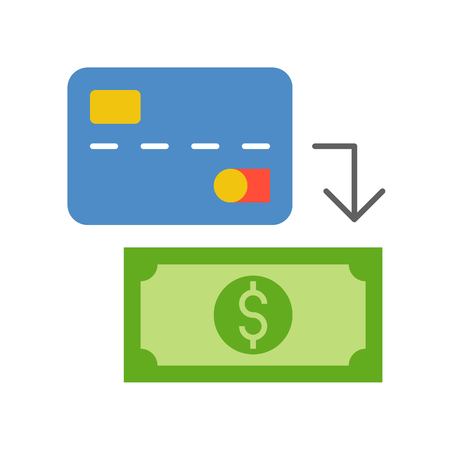 Credit card and banknote, withdraw cash from card, bank and financial related iconのイラスト素材