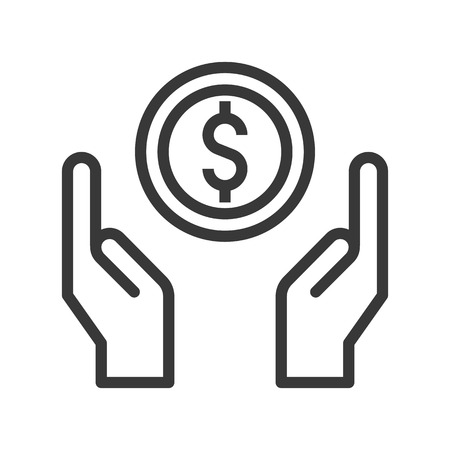 hand handle or carrying money, bank and financial related icon, editable stroke outlineのイラスト素材