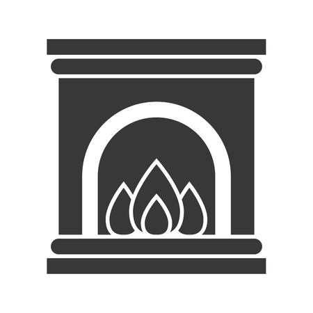 Fireplace, Merry Christmas icon set, solid designのイラスト素材