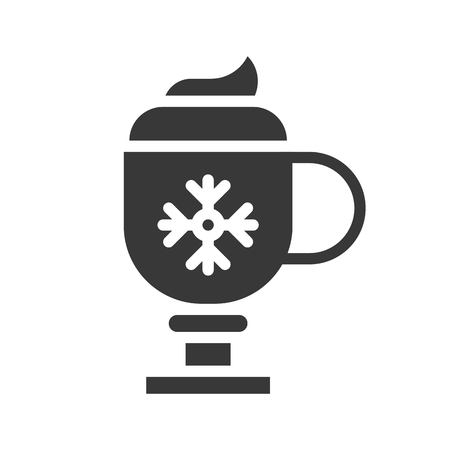 christmas drink with whipped cream solid iconのイラスト素材