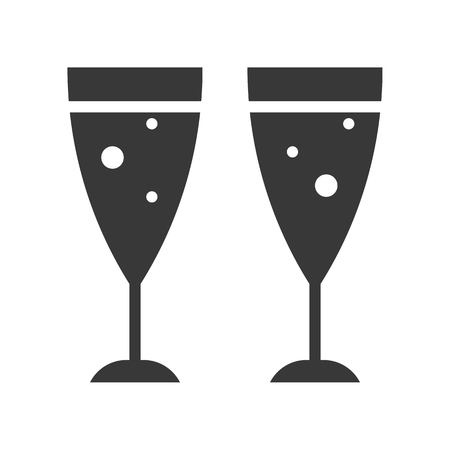 double of champagne glasses, solid icon designのイラスト素材