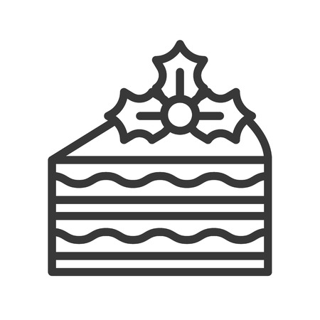 layered cake with mistletoe,christmas food editable outline icon