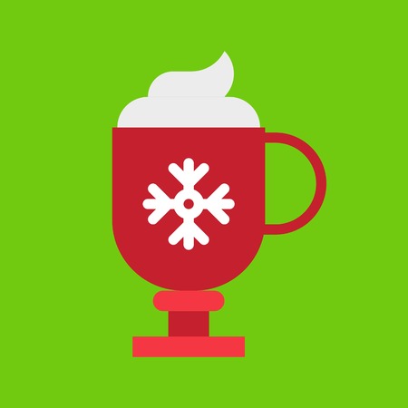 christmas drink with whipped cream flat iconのイラスト素材