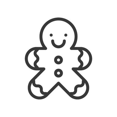 gingerbread man icon, Christmas food. editable lineのイラスト素材