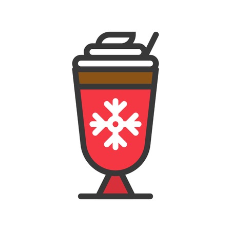christmas drink icon, flat design editable outlineのイラスト素材
