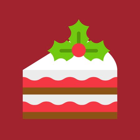 layered cake with mistletoe,christmas food filled iconのイラスト素材