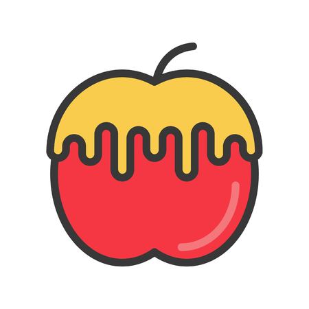 honey apple, christmas food icon set. editable lineのイラスト素材