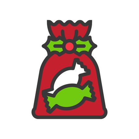 candy sweets in bag xmas theme icon  editable outlineのイラスト素材