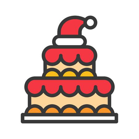 christmas layered cake icon decoration with santa hatのイラスト素材