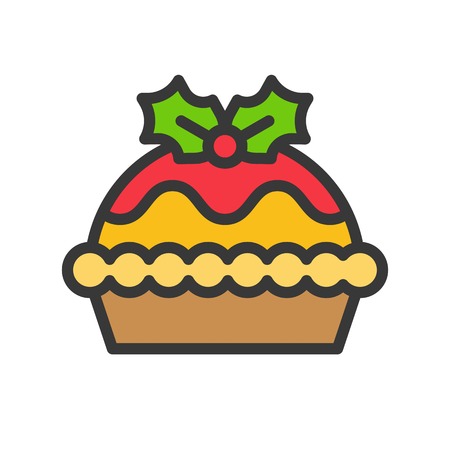 pie icon with mistletoe christmas theme.  editable outlineのイラスト素材