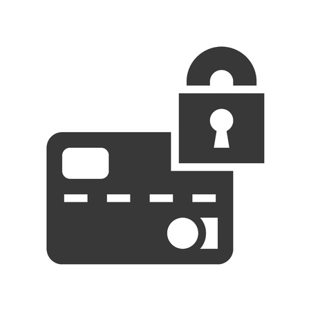 credit or debit card and lock, security icon, Bank building, bank and financial related icon, glyph designのイラスト素材