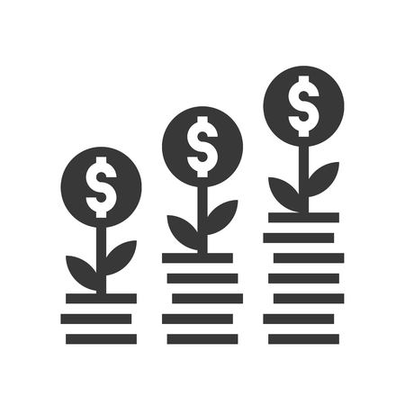 coin tree and stack of coins, investment and financial related icon, glyph designのイラスト素材