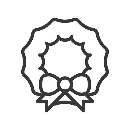 wreath, Merry Christmas icon set, outline design editable strokeのイラスト素材