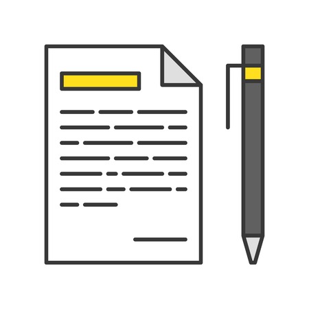 pen and paper with list, message icon, editable stroke outlineのイラスト素材