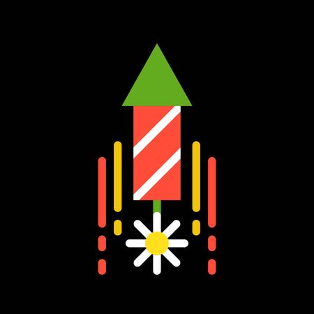 flying firework, Merry Christmas filled icon setのイラスト素材