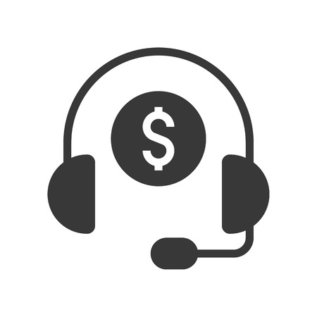 Headphone and coin, personal financial consultant service, bank and financial related icon, glyph designのイラスト素材
