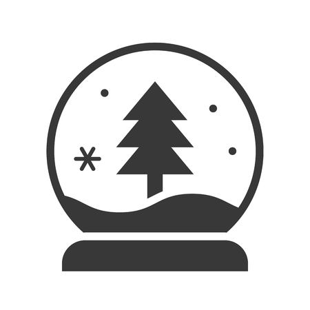 pine tree in snow globe, Merry Christmas filled icon setのイラスト素材