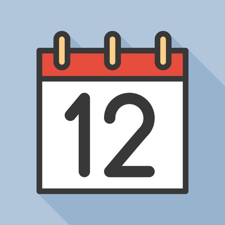 number and calendar icon, outline icon with long shadowのイラスト素材