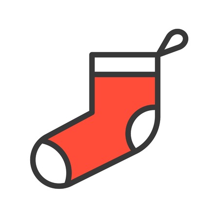 Sock, Merry Christmas related icon set, filled outline design editable strokeのイラスト素材