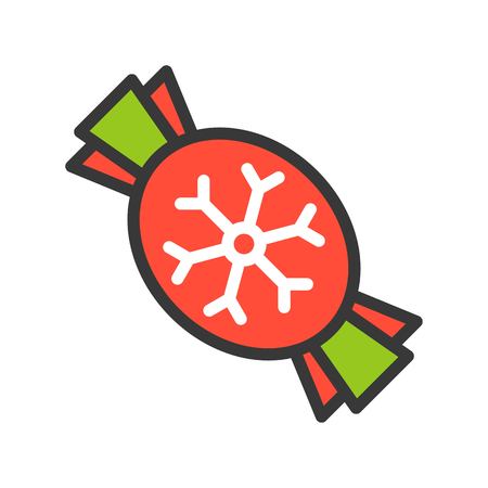 Toffee candy, Merry Christmas related icon set, filled outline design editable strokeのイラスト素材