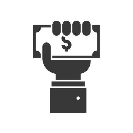 business hand holding dollar bill, payment or crowd funding iconのイラスト素材