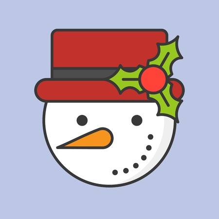 snowman editable outline icon, winter and christmas themeのイラスト素材