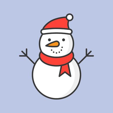 snowman editable outline icon, winter and christmas themeのイラスト素材