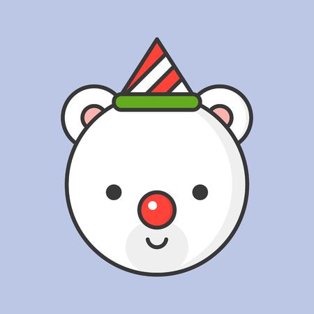 polar bear head editable outline icon, winter and christmas themeのイラスト素材