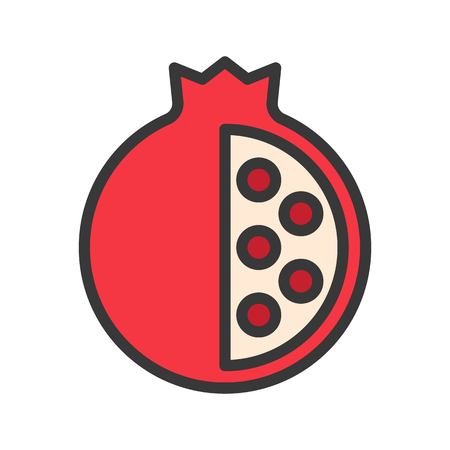 pomegranate icon christmas food related set.  editable outlineのイラスト素材