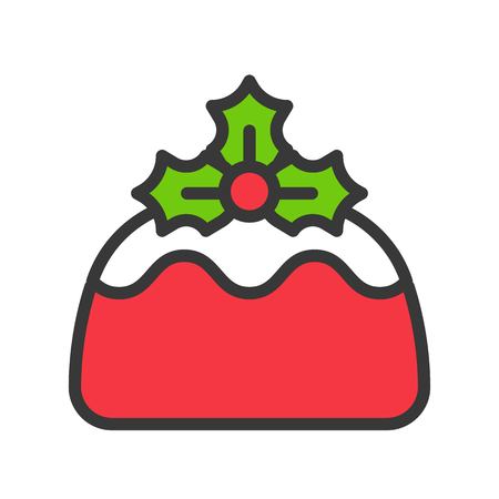 pudding christmas bakery and sweets icon.  editable outlineのイラスト素材