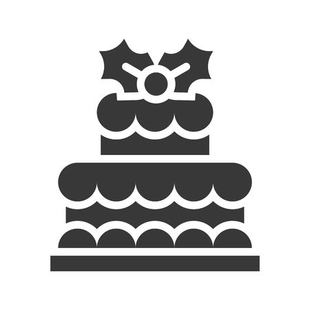 christmas layered cake icon decoration with mistletoeのイラスト素材