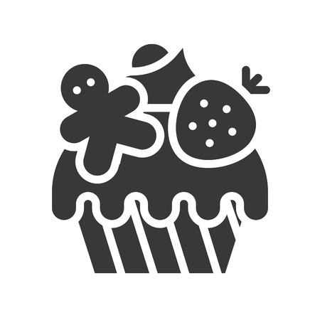 christmas cup cake icon decoration with candyのイラスト素材