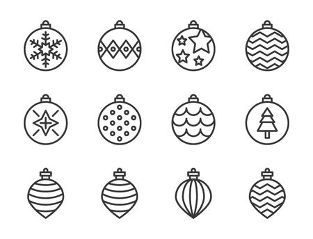 christmas ball, bauble icon set, suitable for use as material, outline designのイラスト素材