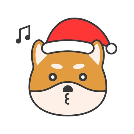 shiba inu emoticon, filled outline design vector illustrationのイラスト素材