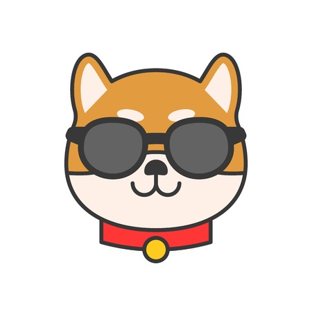 shiba inu emoticon, filled outline design vector illustrationのイラスト素材